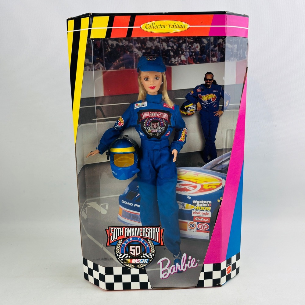 NASCAR 50th Anniversary Barbie Doll Collector Edition 1998 Mattel Hot Wheels